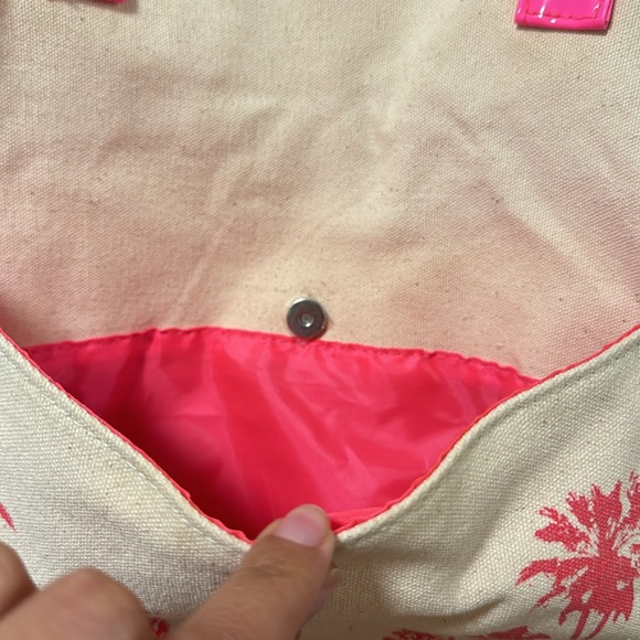 Juicy Couture Canvas Hot Pink Palm Tree Beach Bag/Tote - Picture 4 of 7